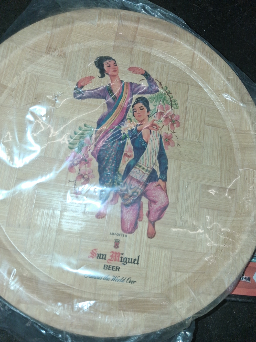 San Miguel Beer Decorative Bamboo Serving Tray with Dancers
